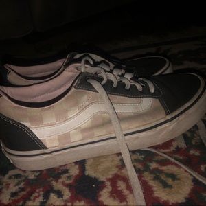 black and pink checkered vans